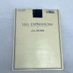 Vintage J.G.‎ Hook Leg Expressions Silky Sheer Black Pantyhose Size Queen Short Photo 1