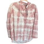 ZARA NWT  Tie Dye Button Down Boho Fringe Hem Mandarin Collar Top | Pink | XS Photo 0