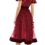 Mac Duggal  Embellished Butterfly Sleeve Velvet Hem Midi Dress In Burgundy Photo 1