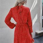 Red Polka Dot Long Sleeve Dress with Waist Tie Size M Photo 1