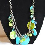 Source Unknown Ocean Vibes Blue/Green Dyed Shell Silver Tone Double Strand Like New Necklace Photo 0