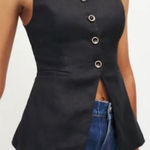 Reformation  Black Linen Aspen Vest. Size 2. New With Tags. Photo 0