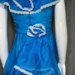 Vintage handmade lace ruffle southern belle retro dress cosplay costume Blue Photo 4