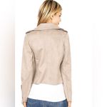 Haute Monde Motorcycle Suede Taupe Beige Jacket Sz S Lightweight Blazer Zip Pockets Photo 10