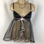 Victoria's Secret  Black & Pink Sheer Short Sleep Dress 34C Photo 0