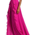 PATBO women size 0 flutter sleeve hot pink maxi long dress ruffles v neckline Photo 5