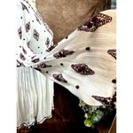 Free People Embroidered Diamond Top Mini Dress Cream Burgundy size S Photo 14