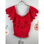 Active USA Red Lace Trimmed Crop Top - Size - Medium Photo 1
