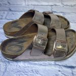 Birkenstock Arizona Soft Footbed Women Metallic Rose Gold Leather Sandal Size ? Photo 0