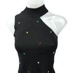 The Way Black Stars Beaded Sleeveless Asymmetric One Shoulder Crop Tank Top OS Size undefined Photo 0