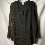 AVENUE WO SIZE 22/24 TUNIC TOP BLACK GOLD METALLIC NYLON SPANDEX BLEND CLEAN Photo 9