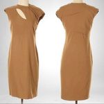Gucci Sheath Dress Gold-tone Shoulder Accent Sleeve Size 40/S Wool Blend Neutral Photo 11