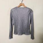Ramy Brook  Quincy Metallic Long Sleeve Top Silver Womens Size L Photo 3
