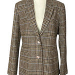 Chadwick's  Vintage Wool Blend Plaid 2 Button Lined Blazer Brown & Blue Size 8 Photo 0