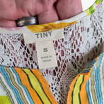 Anthropologie Tiny Yellow Floral Silk Lace Back Tank Top Boho Spring Size Small Photo 3