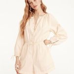 J.Crew  Cotton poplin tie-sleeve button-front romper, Palest Peach Size M NWT Photo 0