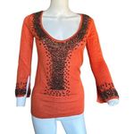 Moda International Womens Small Orange Lightweight Beaded sweater size medium​ Photo 0