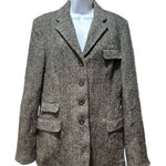 Ralph Lauren Vintage Lauren Wool Herringbone Blazer Size 12 Black White Classic Photo 0