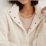 Aerie Women’s Size XL Oversized Cream Sherpa Snap Front Pullover Photo 3