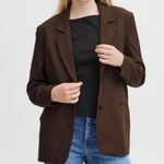ICHI NWT Java Brown IHKATE SUS Oversized Button Loose Fit Blazer Medium Photo 1