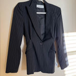 Max Mara ‎ Wool Pin Striped Fitted Blazer Jacket Sz 6 in Black Grey Tailored Fit Photo 0