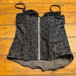 White Fox Boutique WHITE FOX Leopard Print Corset Bustier Top Black Grey Mesh Boned Zipper M Photo 4