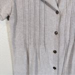 Vintage Beige Pleated Button Down Midi Dress Womens M Casual 90s Preppy Fall Tan Size M Photo 6