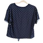 Elodie  Blue and White Cuffed Sleeve Tie-Front Tee Photo 8