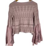 Altar'd State Violet Crochet Pullover Sweater Bell Sleeves Eyelet Size Small Photo 1