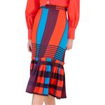 Anthropologie  Eva Franco Flounced Midi Skirt Satin Plaid NWT Size 4 Photo 1