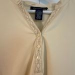 Denim & Co NWT taupe embroidered neckline Henley top Large Photo 2