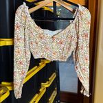 Urban Outfitters  Floral Puff Sleeve Peasant Boho Crop Top Size Small Photo 3