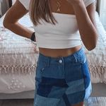 Gianni Bini Patched Denim Mini Skirt  Photo 0