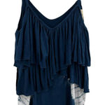 Chaser Blue Ruffle Tie Dye Tank Medium New Photo 0