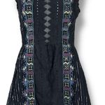 Free People  Bohemian Gypsy Mirror Embroidered Dress 2 XS Witchy Gauze Cotton Photo 0