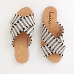 Lulus ✨ Koren Black Striped Espadrille Slide Sandals
 ✨ Photo 1
