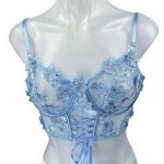 Blue Floral Lace Sleeveless Sheer Cami Camisole Crop Corset Lingerie Tank Top M Size M Photo 0