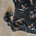 Veronica M  Women’s Black Short-sleeve Floral Wrap Around Tie Top - Size S Photo 1