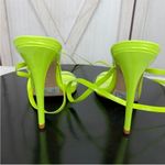 Schutz  Cloe Ankle Wrap‎ Heels Neon Green 7 Clear Toe Strap Open Toe Photo 9