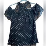 Rebecca Minkoff Rebecca Taylor Black Open Shoulder Metallic Top Photo 6