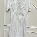 Anthropologie  Alphamoment Cotton Dress Embroidered Lace Swim Coverup Sz 36 Whit Photo 0