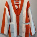 Anrabess orange & Blue chunky striped button cardigan Oversized size small Photo 0