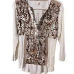 Anthropologie Tiny Gilded Acacia Henley Gold Velvet Size Small Ivory by  Photo 0