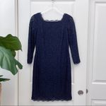 Adrianna Papell Navy Lace Dress Formal Career 8 Photo 1