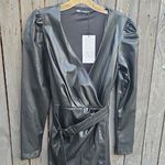 ZARA  Black Faux Leather Wrap Mini Dress Photo 2