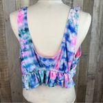 Decree  Size 3X Tie Dye Ruffle Hem Tie Front Bikini Padded Top w/Side Wir… Photo 1