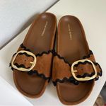 Loeffler Randall NWOB Buckled Suede Trim Slide Sandals in Brown Photo 2