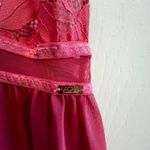 Rachel Roy Pink Lace Babydoll Lingerie Sheer Mini Dress Heart Detail Teddy Size M Photo 3