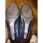 Ralph Lauren Madison Wedge Buckle Slip On Blue Peep Toe Shoes Women's Sz 8.5B Photo 5