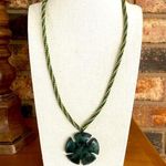 Vintage Nephrite Dark Green pendant shades of green necklace magnetic clasp Photo 0